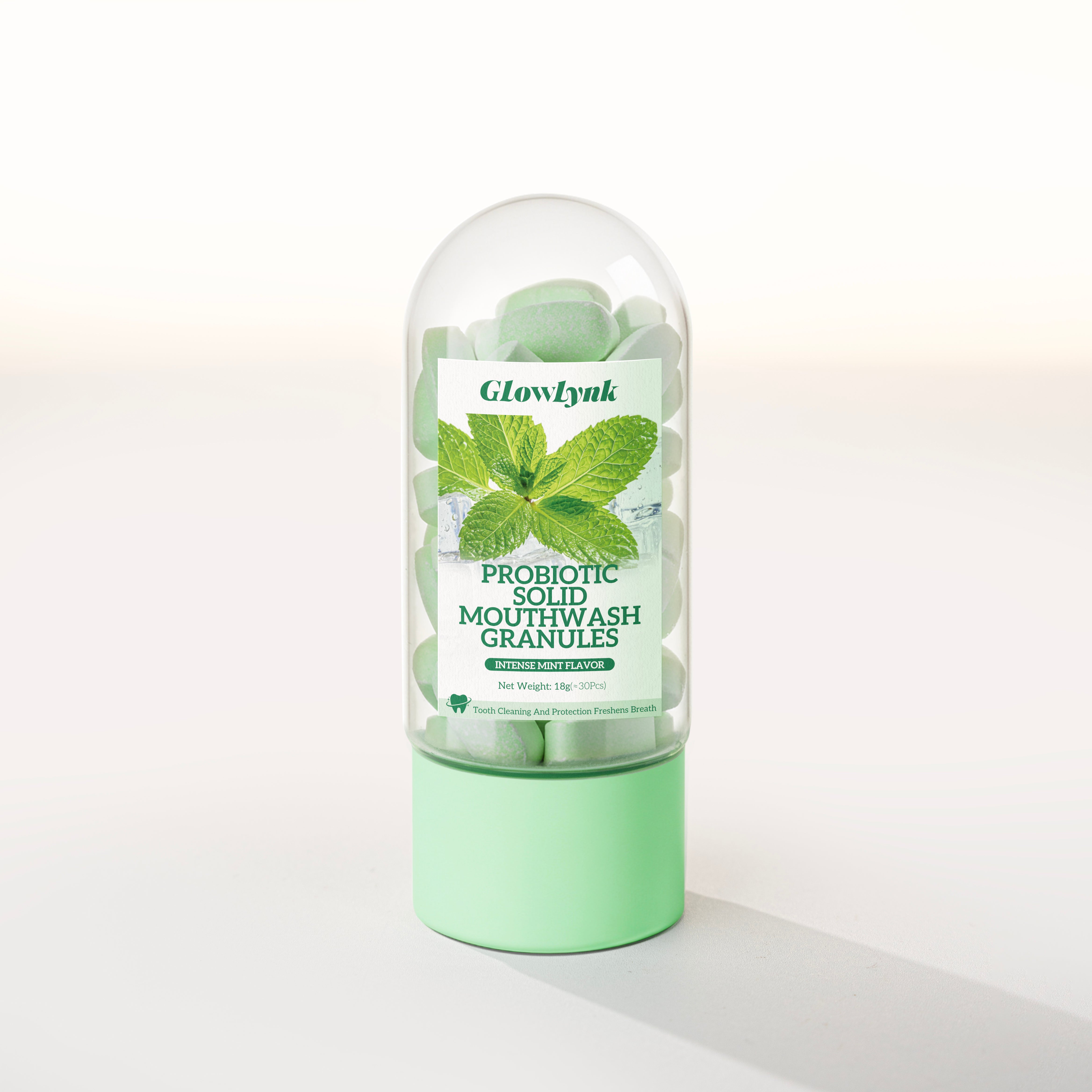 GlowLynk - PROBIOTIC SOLID MOUTHWASH GRANULES - Intense Mint Flavor