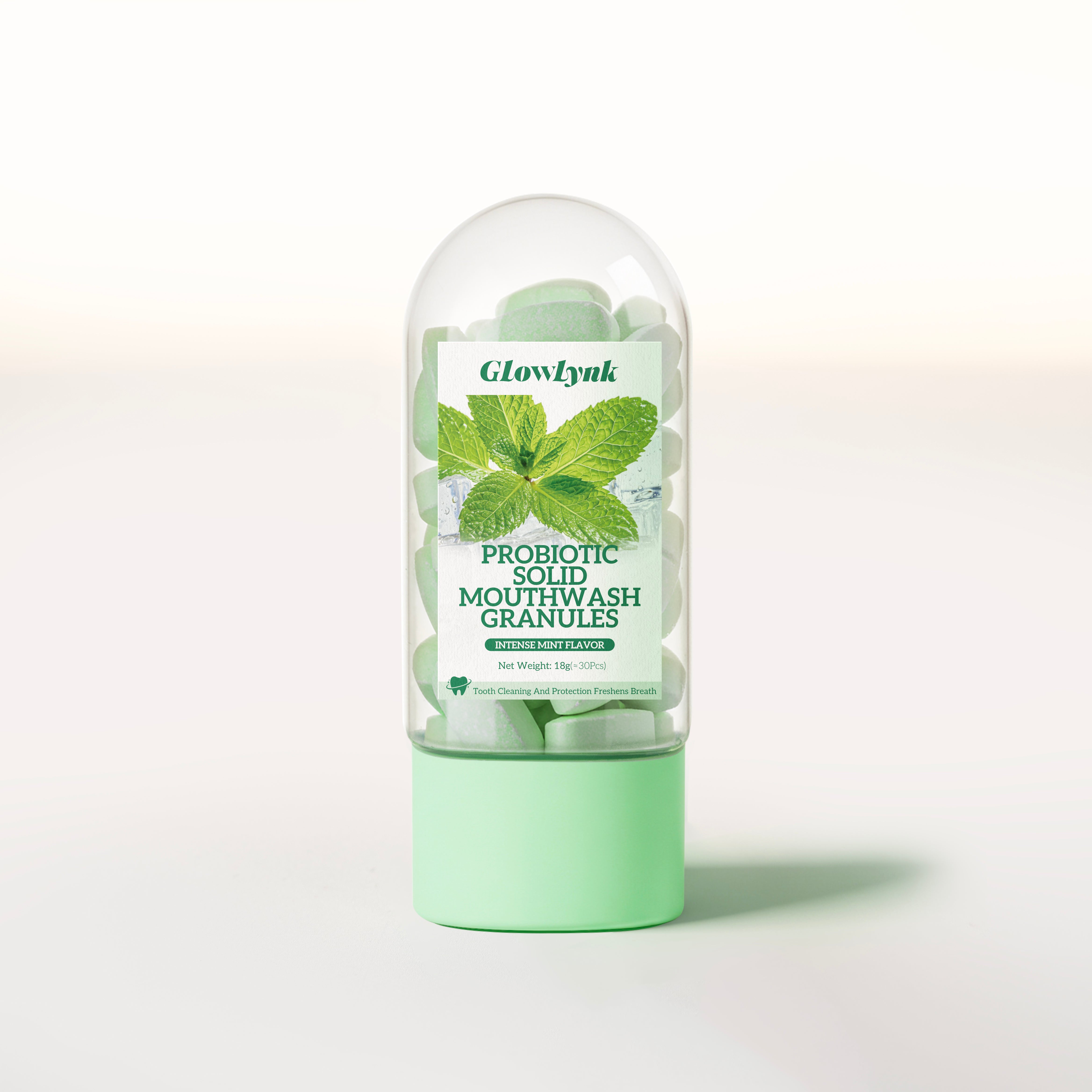 GlowLynk - PROBIOTIC SOLID MOUTHWASH GRANULES - Intense Mint Flavor