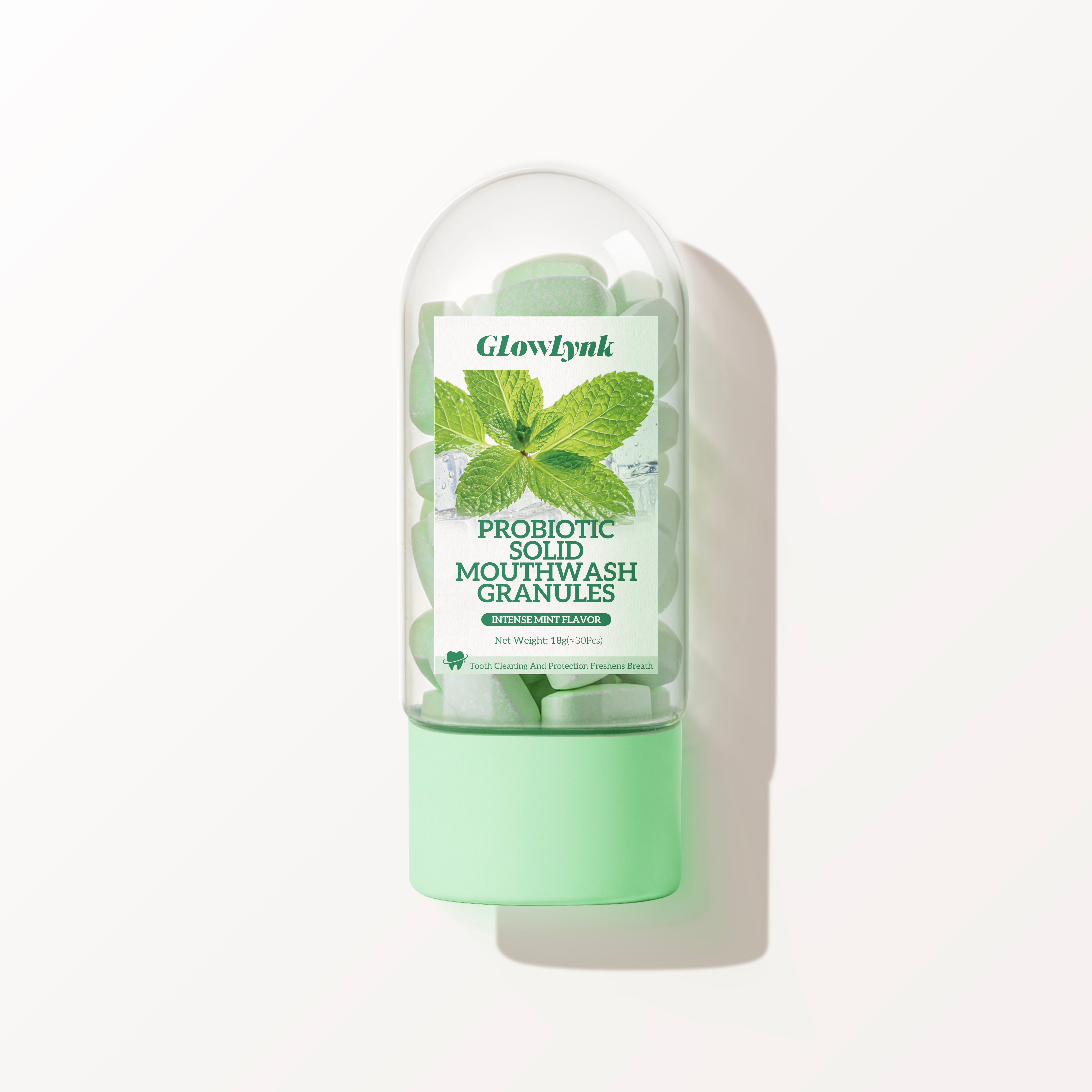 GlowLynk - PROBIOTIC SOLID MOUTHWASH GRANULES - Intense Mint Flavor